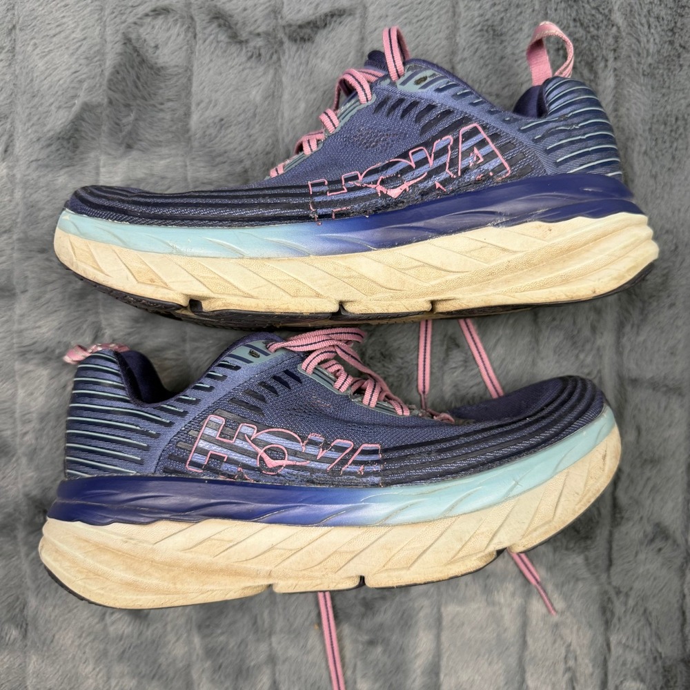 Hoka One One Bondi 6 Womens Running Shoes Blue Pink 1019270 MBRB Size 8